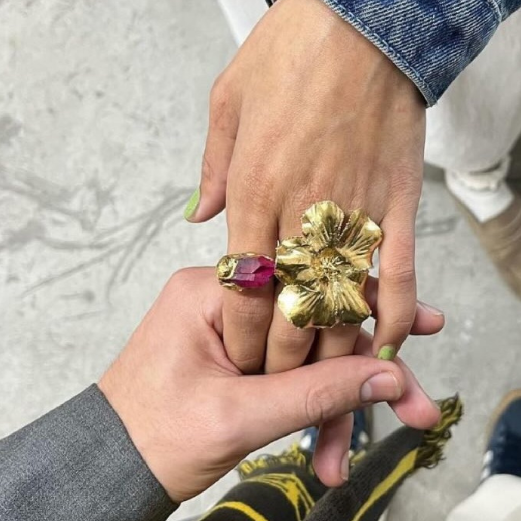 Anillo piedra cuarzo rosa