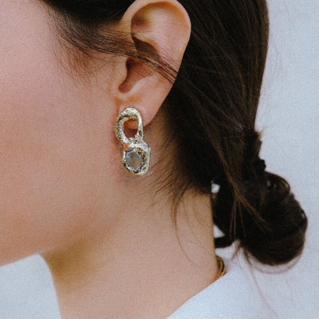 Pendientes Barrocos Plata Verde