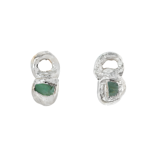 Pendientes Barrocos Plata Verde