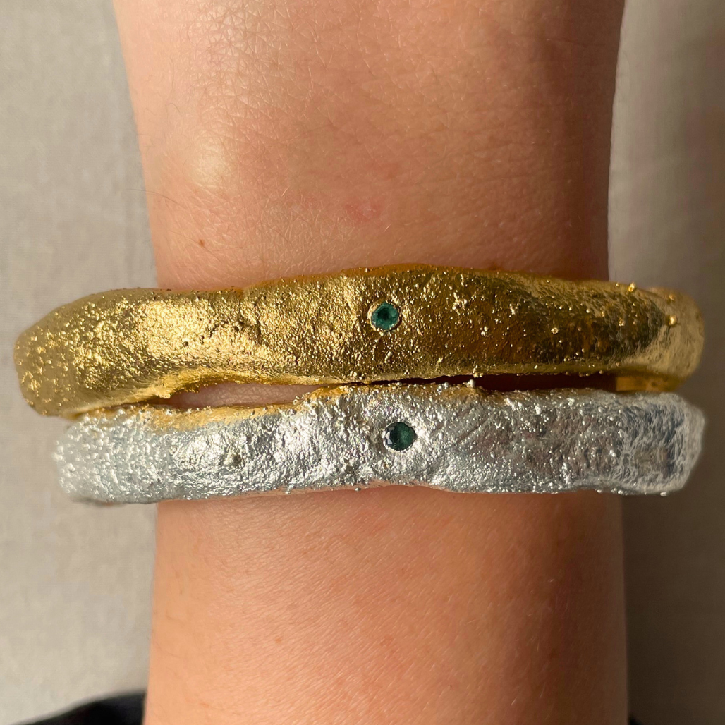 Brazalete Esmeralda Plata