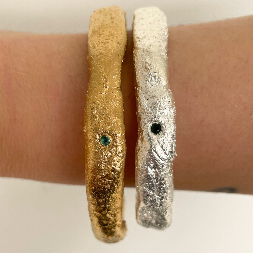 Brazalete Esmeralda Plata