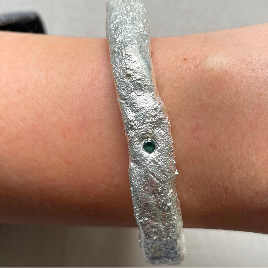 Brazalete Esmeralda Plata