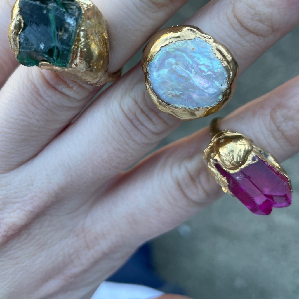 Anillo piedra cuarzo rosa