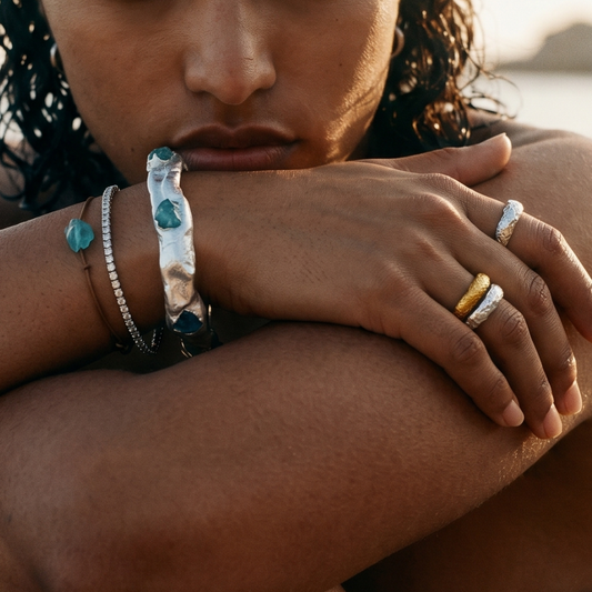Brazalete Apatita Plata